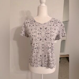 Croft & Barrow Black and White Cropped Fitted T-Shirt